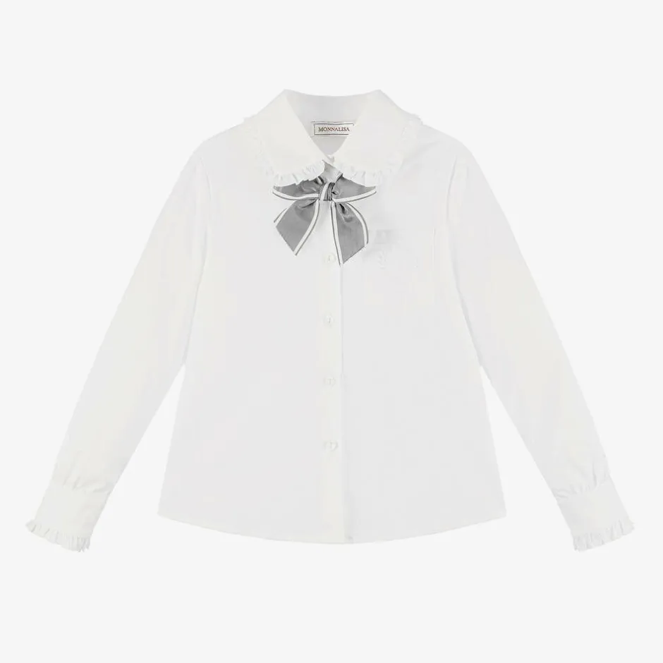 Monnalisa Girls White Cotton Blouse Best