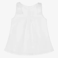 Mebi Girls White Cotton Bow Dress Outlet