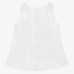 Mebi Girls White Cotton Bow Dress Outlet