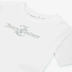 Juicy Couture Girls White Cotton Boxy Fit T-Shirt Discount