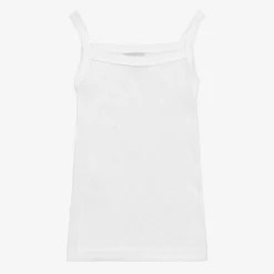 Babidu Girls White Cotton Camisole Vest