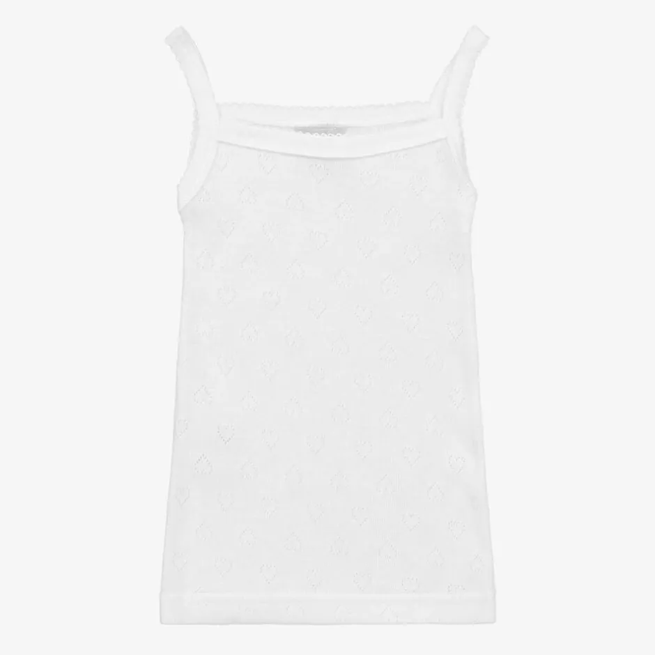 Babidu Girls White Cotton Camisole Vest