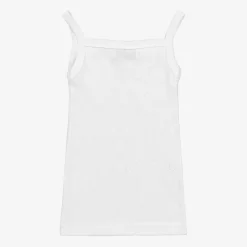 Babidu Girls White Cotton Camisole Vest