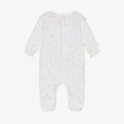 Babidu Girls White Cotton Duck Print Babygrow Clearance