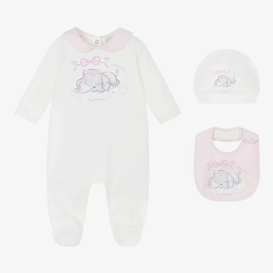 Monnalisa Girls White Cotton Dumbo Babygrow Set New