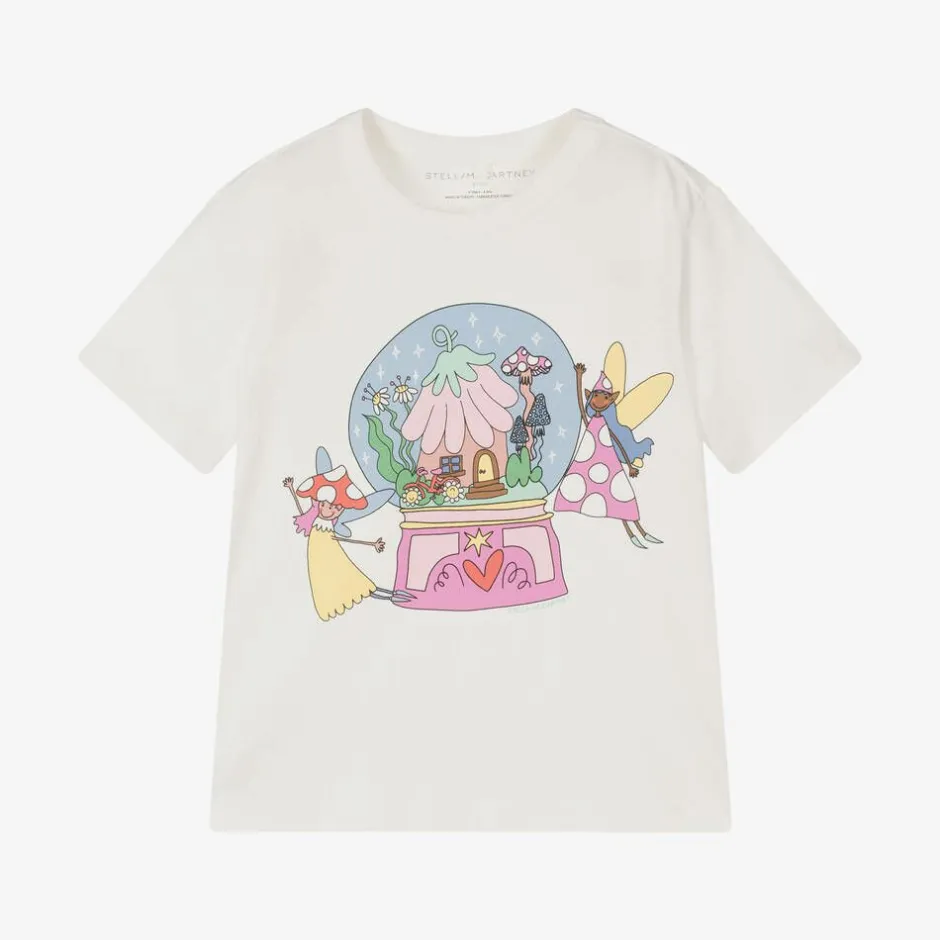Stella McCartney Kids Girls White Cotton Fairies T-Shirt Clearance