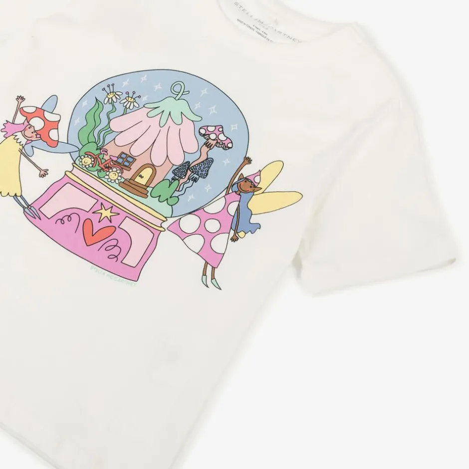 Stella McCartney Kids Girls White Cotton Fairies T-Shirt Clearance