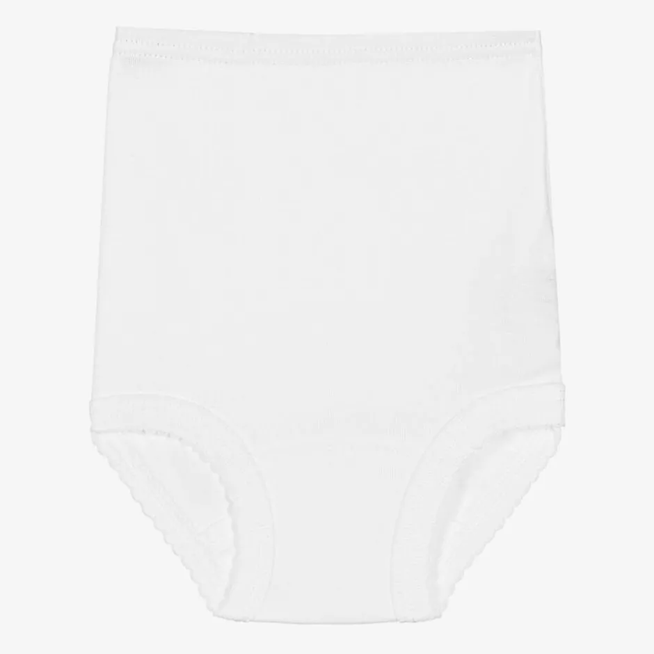 Babidu Girls White Cotton Frilly Pants Online