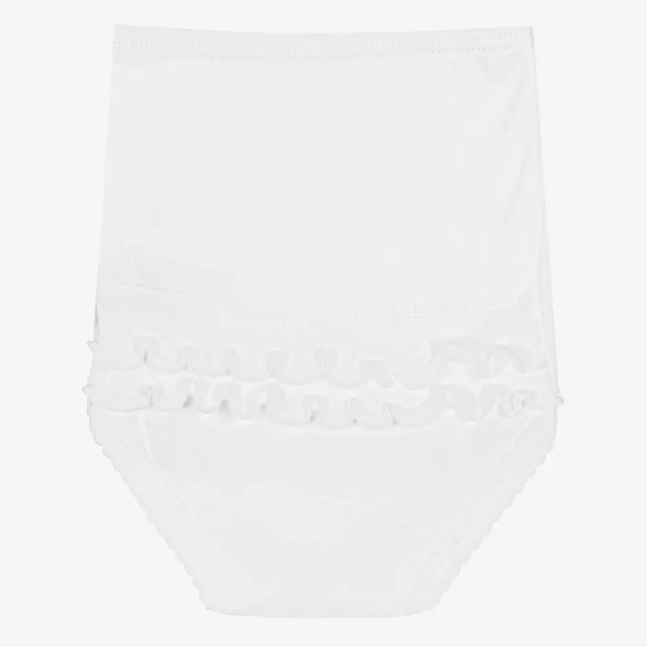 Babidu Girls White Cotton Frilly Pants Online