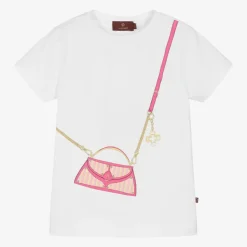 AIGNER Girls White Cotton Handbag T-Shirt Discount