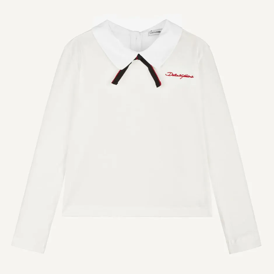 Dolce amp; Gabbana Girls White Cotton Jersey Top Sale
