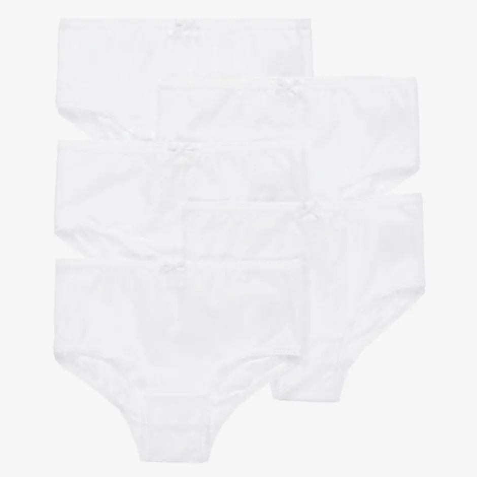 Childrensalon Essentials Girls White Cotton Knickers (5 Pack)