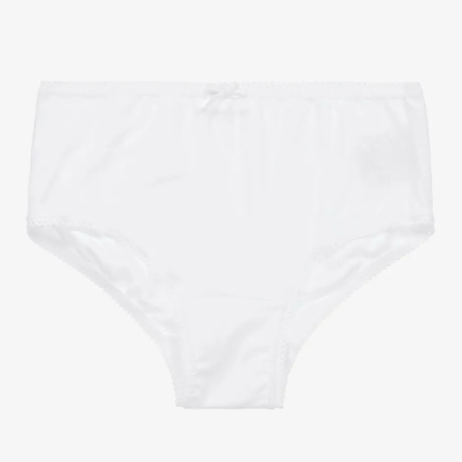 Childrensalon Essentials Girls White Cotton Knickers (5 Pack)