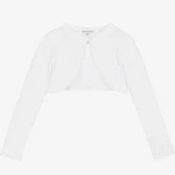 Beatrice amp; George Girls White Cotton Knit Bolero Cardigan Clearance