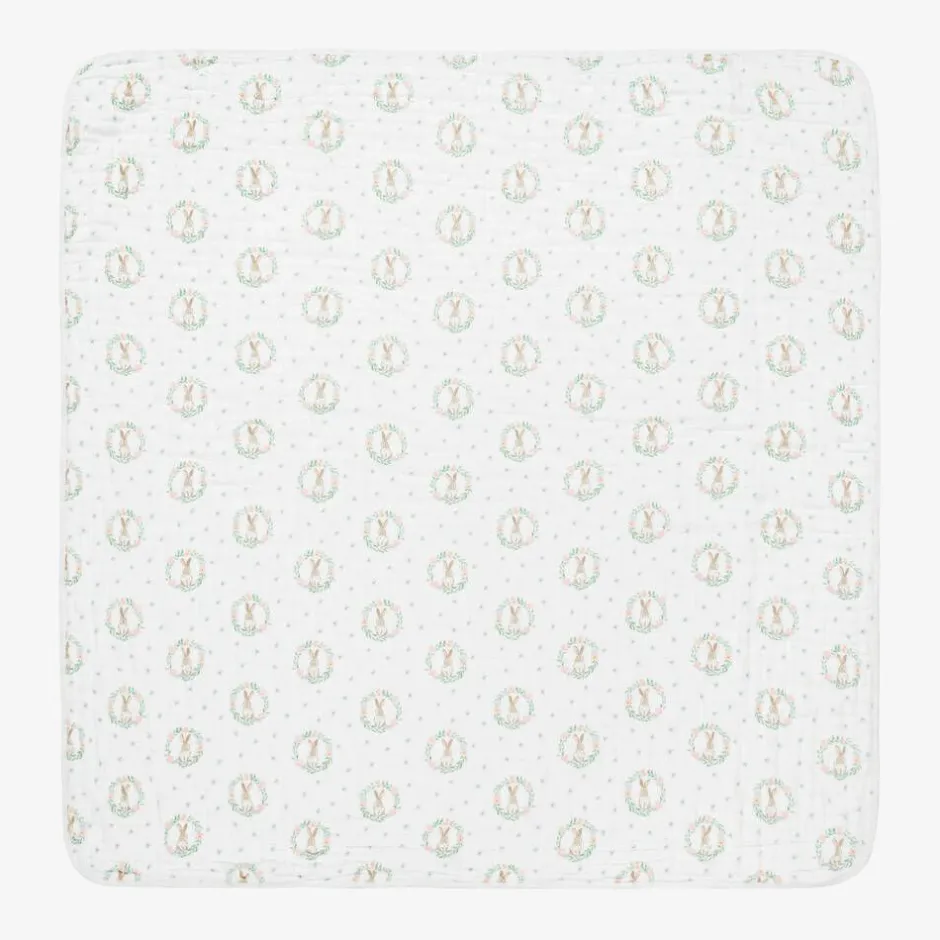 aden + anais Girls White Cotton Muslin Blanket (112cm) Clearance