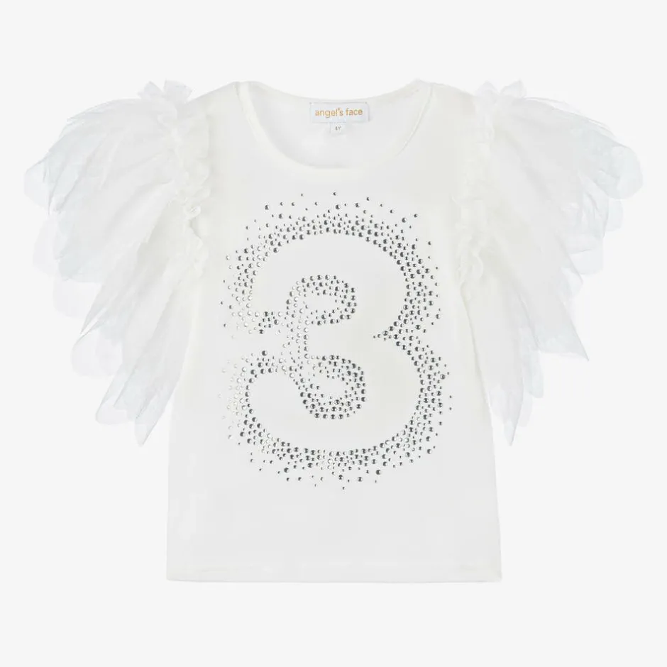 Angels Face Girls White Cotton 3rd Birthday T-Shirt Snowdrop Hot