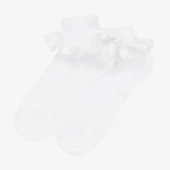 Story Loris Girls White Cotton Ruffles Socks New