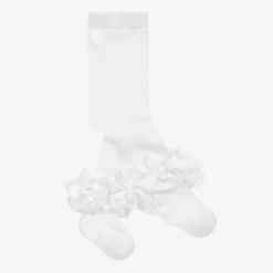 Caramelo Kids Girls White Cotton Ruffle Tights Sale