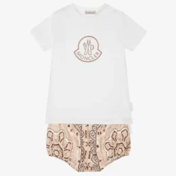 Moncler Enfant Girls White Cotton Shorts Set Best