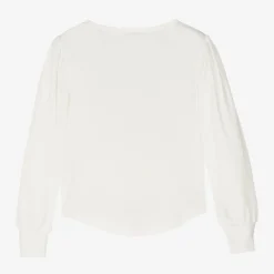 Angels Face Girls White Cotton Studded Necklace Top Snowdrop Discount