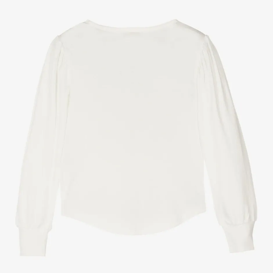 Angels Face Girls White Cotton Studded Necklace Top Snowdrop Discount