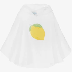 Mitty James Girls White Cotton Towelling Lemon Poncho Discount