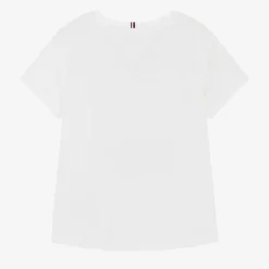 Tommy Hilfiger Girls White Cotton T-Shirt Sale