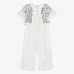 Patachou Girls White Crêpe Chiffon Jumpsuit Outlet