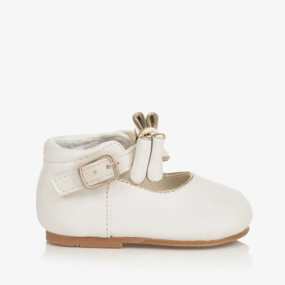 Sevva Girls White Faux Leather Bow Shoes Best