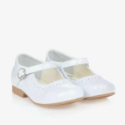 Sevva Girls White Faux Patent Leather Shoes Clearance