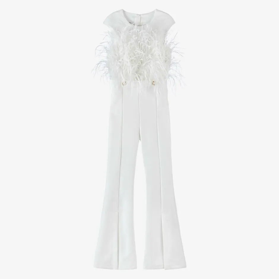 Junona Girls White Feather Jumpsuit Best