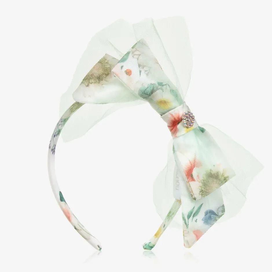 Patachou Girls White Floral Bow Hairband