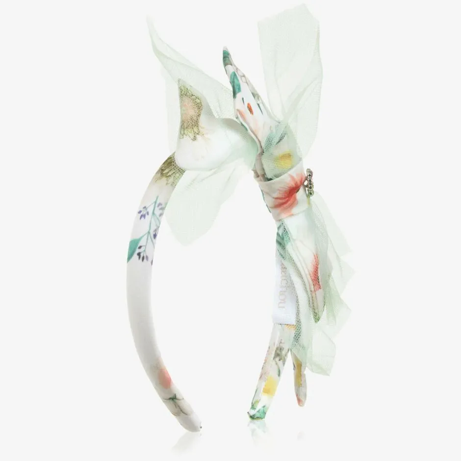 Patachou Girls White Floral Bow Hairband