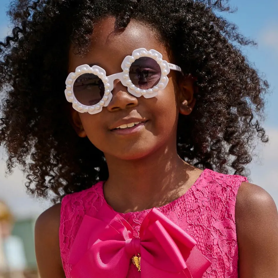 Angels Face Girls White Floral Pearl Sunglasses Discount
