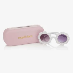 Angels Face Girls White Floral Pearl Sunglasses Discount