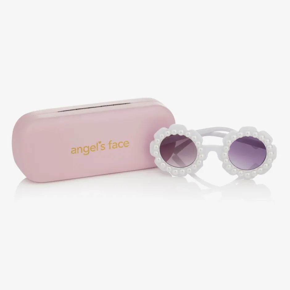 Angels Face Girls White Floral Pearl Sunglasses Discount