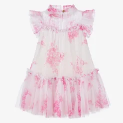 Angels Face Girls White Floral Tulle Dress Begonia Best