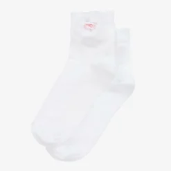 Story Loris Girls White Flower Cotton Socks Hot