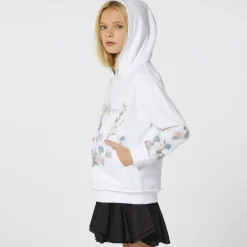 Givenchy Girls White Flower Print Cotton Hoodie New
