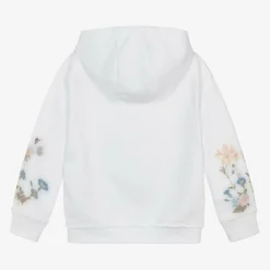Givenchy Girls White Flower Print Cotton Hoodie New