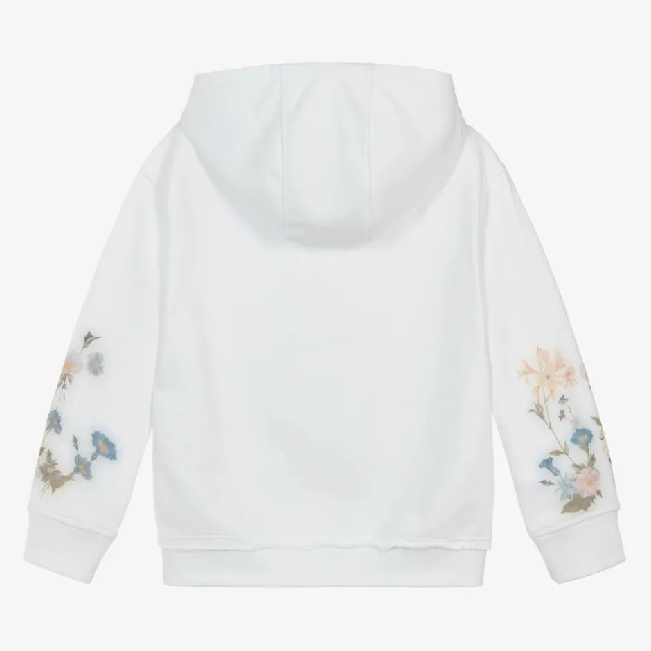 Givenchy Girls White Flower Print Cotton Hoodie New
