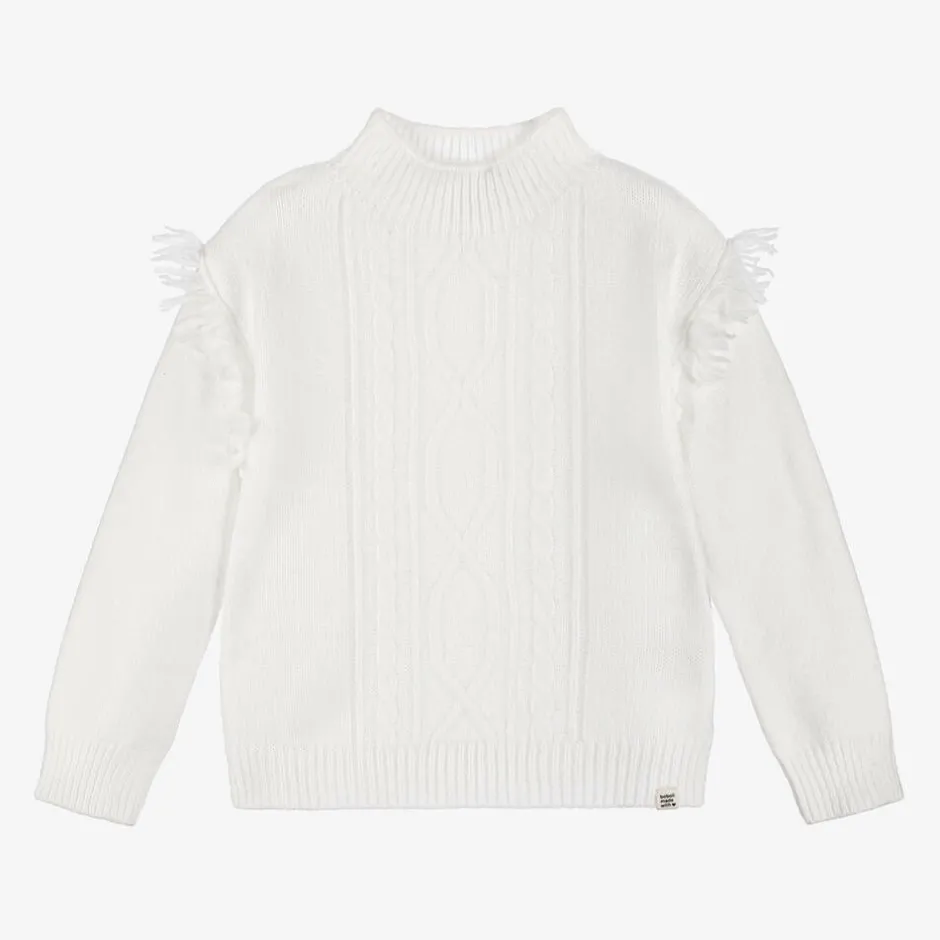 Boboli Girls White Knitted Cable Jumper Hot