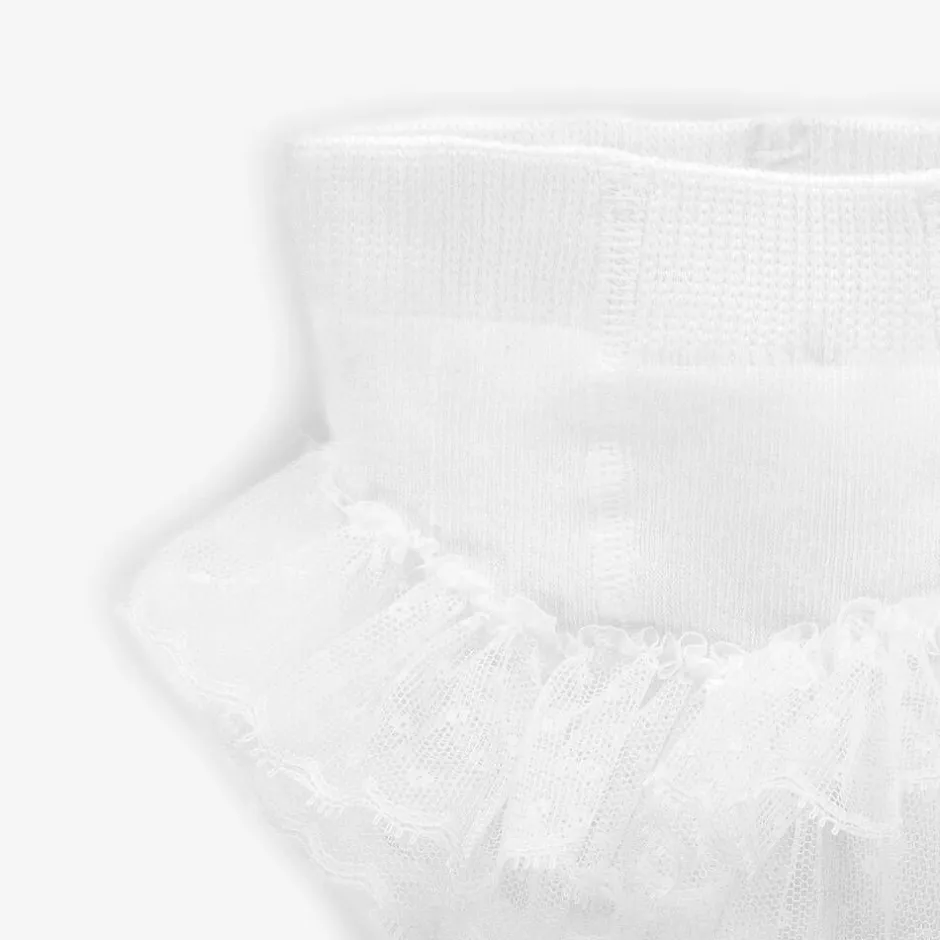 Mayoral Newborn Girls White Lace Frill Tights Sale