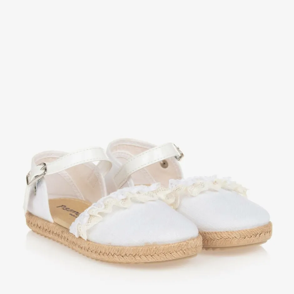Pisamonas Girls White Lacey Espadrilles Sale