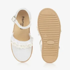 Pisamonas Girls White Lacey Espadrilles Sale