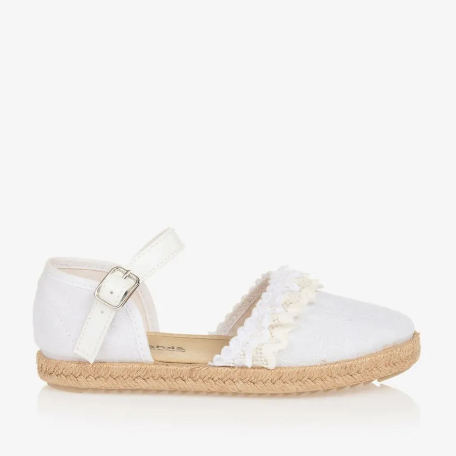 Pisamonas Girls White Lacey Espadrilles Sale