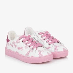 Monnalisa Girls White Leather Barbie Trainers Best