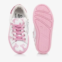 Monnalisa Girls White Leather Barbie Trainers Best