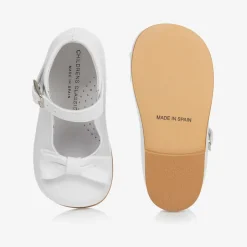 Childrens Classics Girls White Leather Bow Shoes Sale