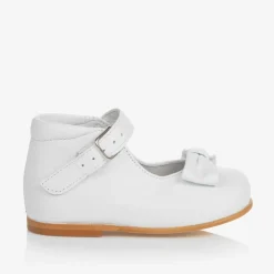 Childrens Classics Girls White Leather Bow Shoes Sale
